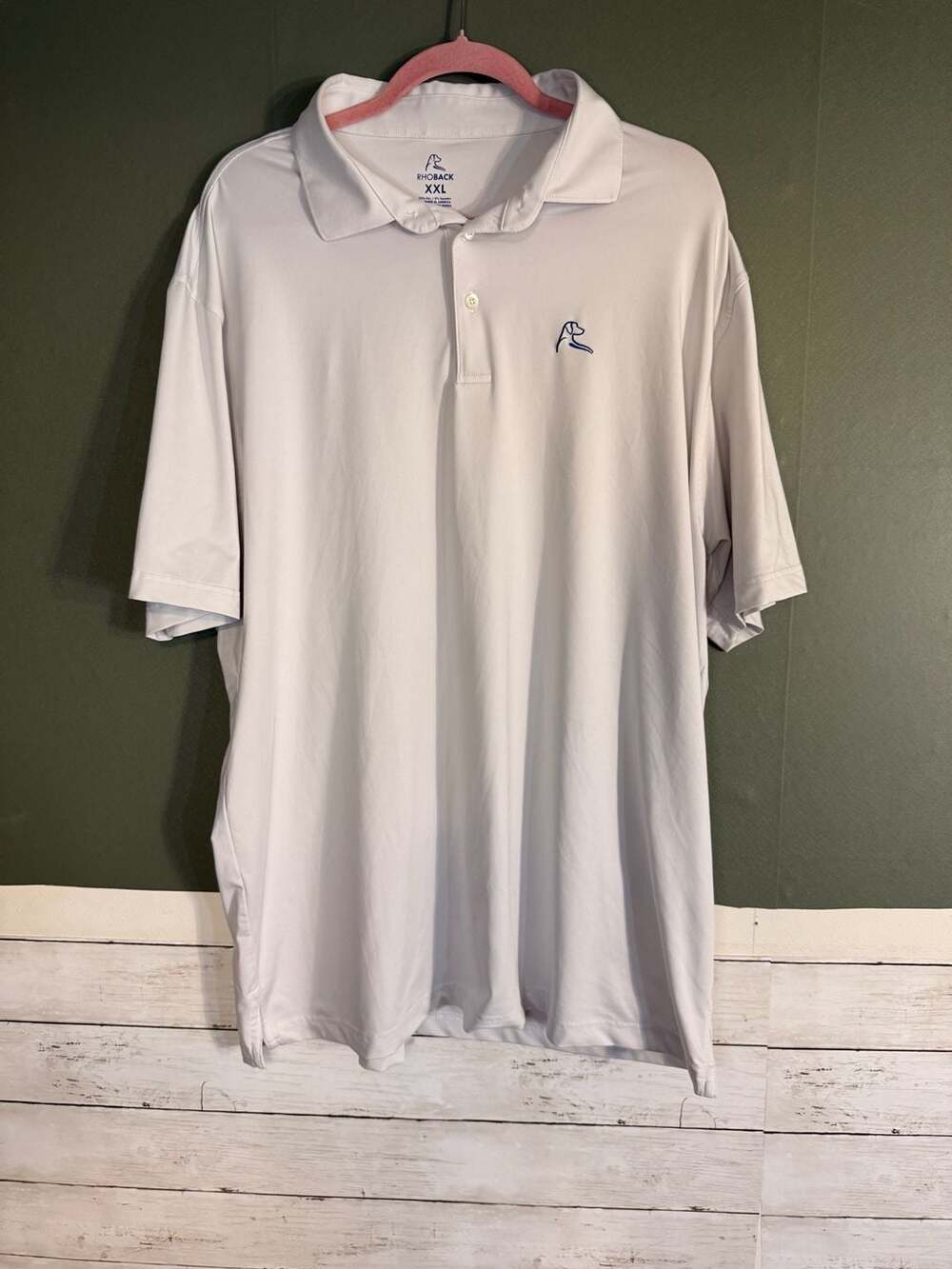 Rhoback Mens XXL White Performance Golf Polo Shirt Short Sleeve Ridgeback Logo